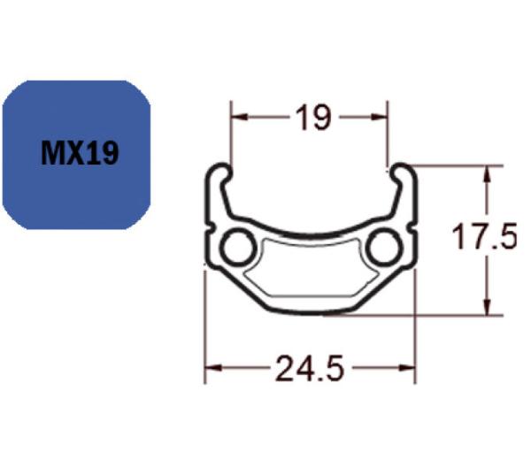 Exal Felge MX19 19-622 28" 36 Loch Schwarz Einfach Ösung