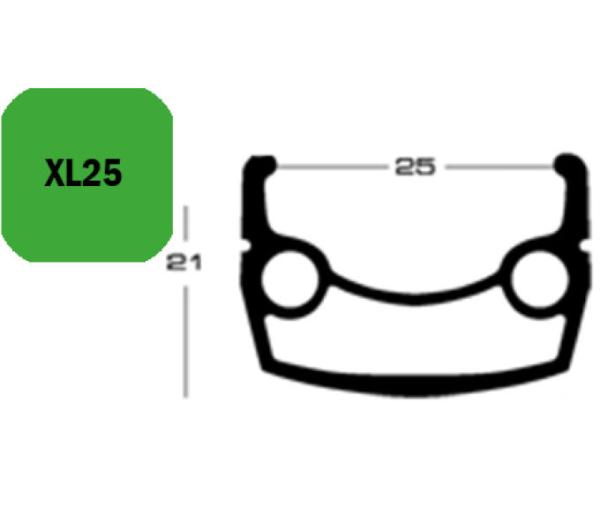 Exal FELGE XL 25, 28" 32L SCHW 25-622 VL:8,5MM EINFACHOESEN