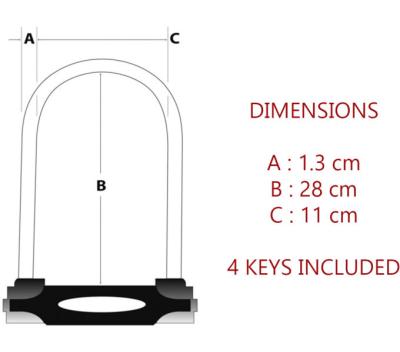 Master Lock Bügelschloss 8195LW Rot 13 mm x 280 mm x 110 mm Schlüssel Produktbild 4